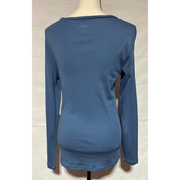 NWT WORKSHOP Republic Clothing sz L Pima cotton denim blue slim fit l/s t shirt - Picture 3 of 8